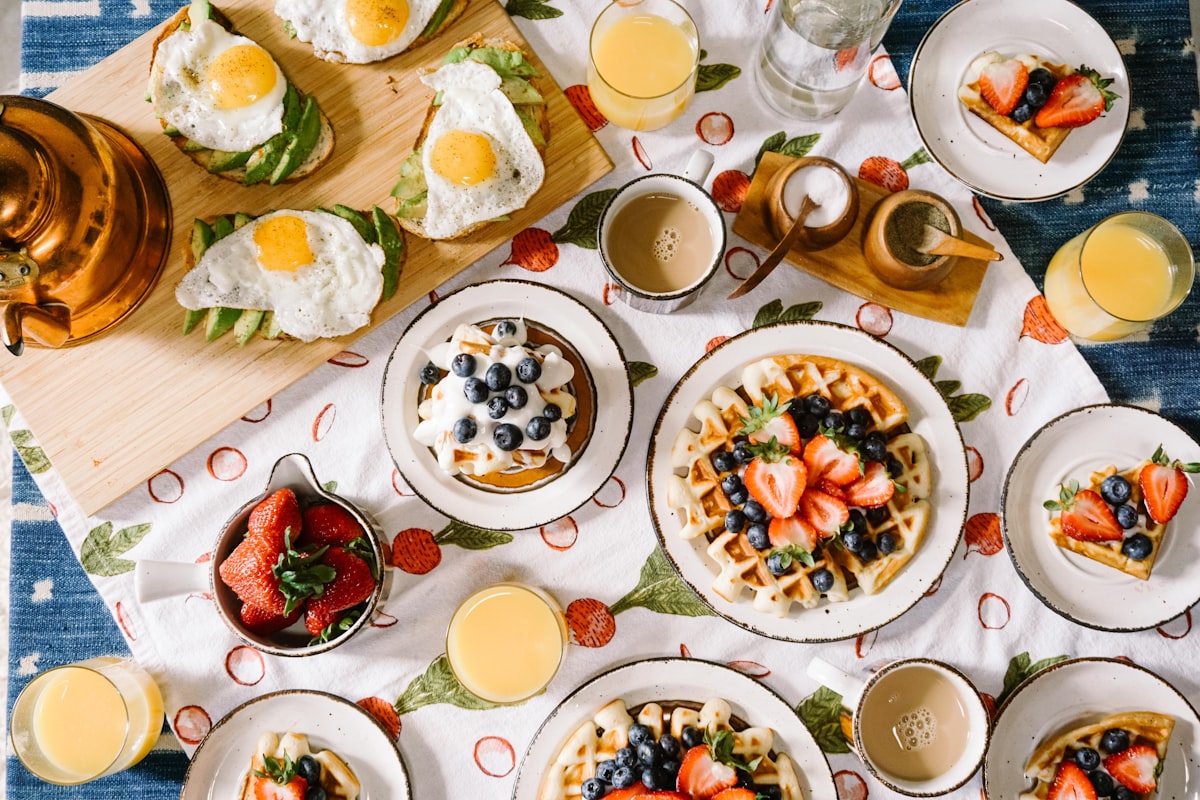 Traditional breakfast spread at Russell Hall Café