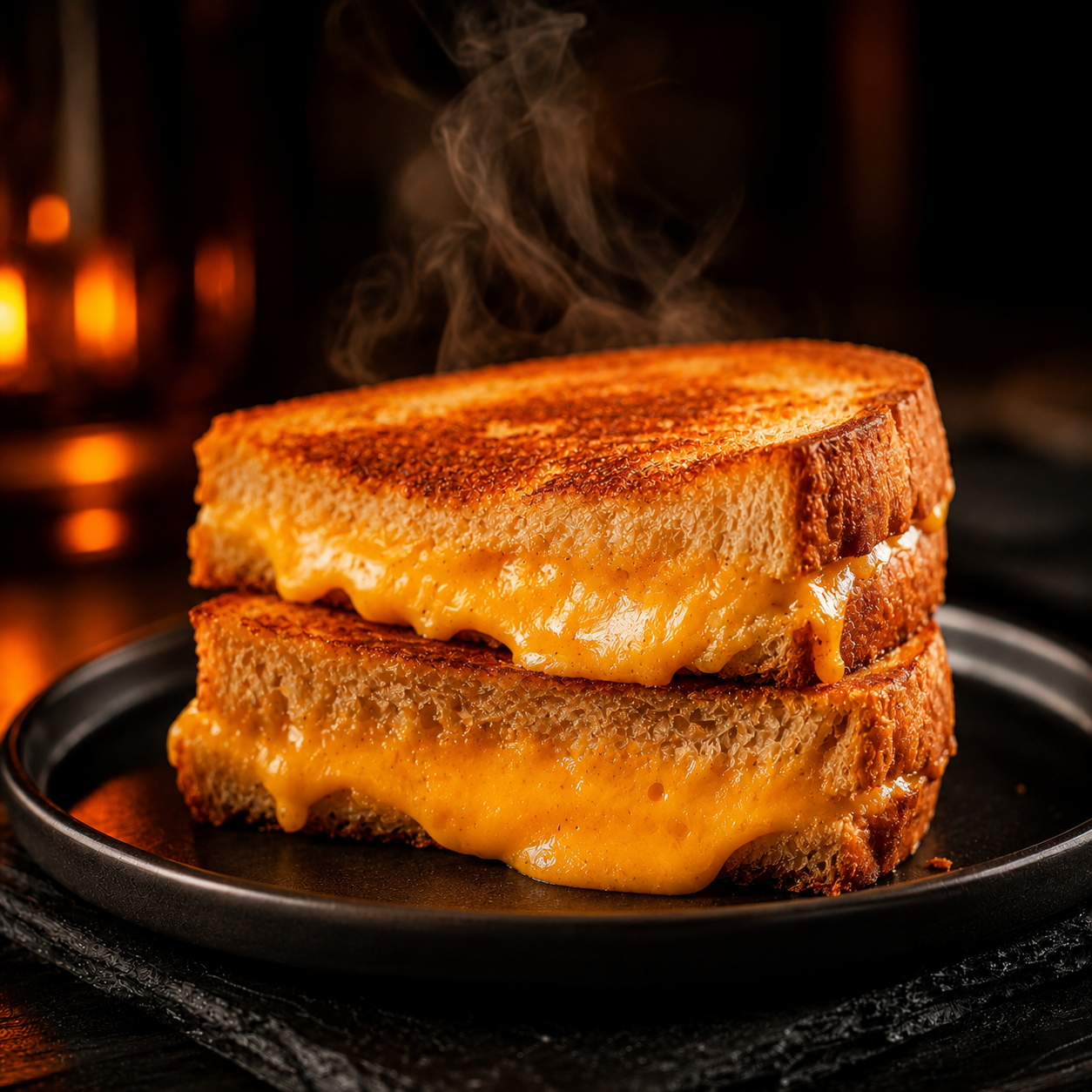 Golden toasted grilled cheese sandwich at Russell Hall Café